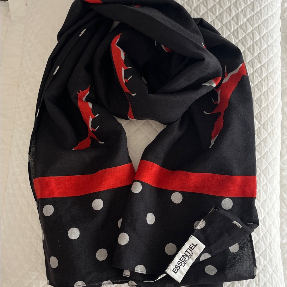 Essentiel Antwerp oversized Black Polka Dot Scarf wrap NWOT